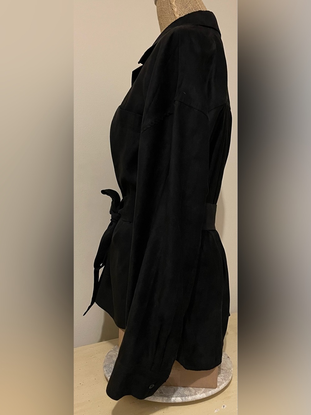 Banana Republic Vegan Suede Black XL Jacket/Shirt with Belt - Picture 2 of 10